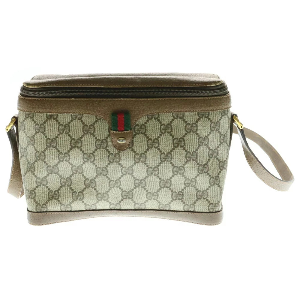 GUCCI Shoulder Bag Camera Brown Beige Leather